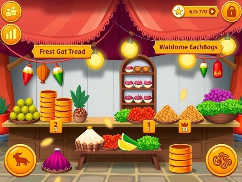 Tandoori Tracker game screenshot showing vibrant Indian marketplace